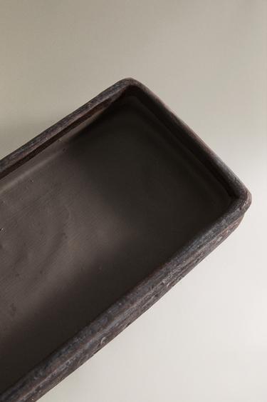 CERAMIC TRAY WITH RECTANGULAR EDGES - Black by Zara