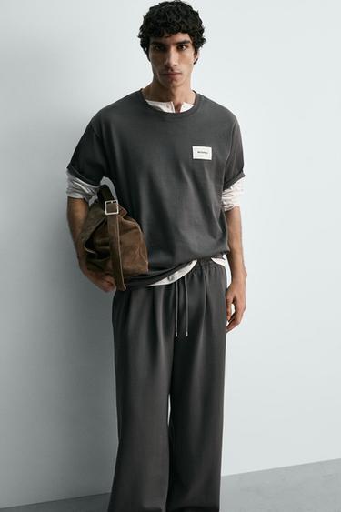 INTERLOCK WIDE-LEG JOGGER TROUSERS - Dark grey by Zara - Image 5