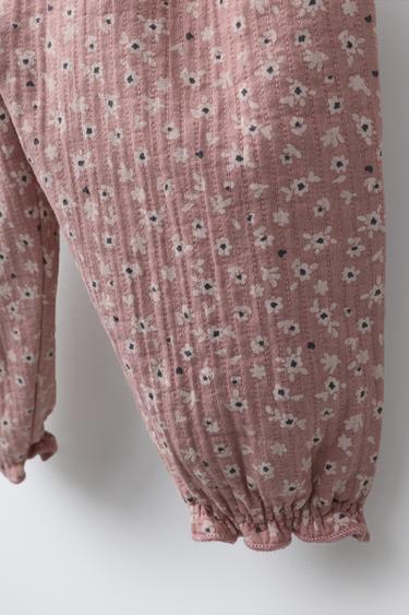 PANTALON DE JOGGING À IMPRIMÉ FLEURS - Rose de Zara - Image 3