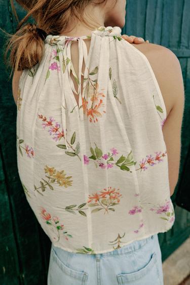 FLORAL PRINT HALTER TOP - Multicoloured by Zara - Image 4