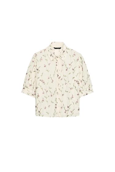 BEADED EMBROIDERED SHIRT - Ecru / Green by Zara