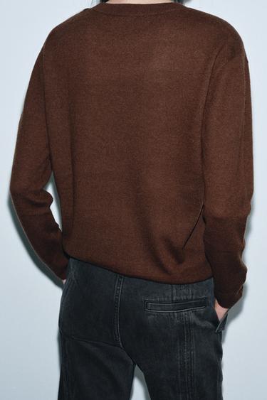 PULL 100 % LAINE ULTRA-DOUCE MANCHES LONGUES - Marron de Zara - Image 1