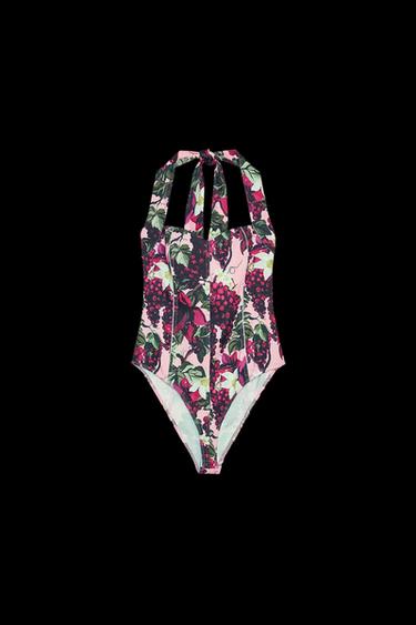 PRINTED HALTER BODYSUIT - Pinks by Zara - Image 0