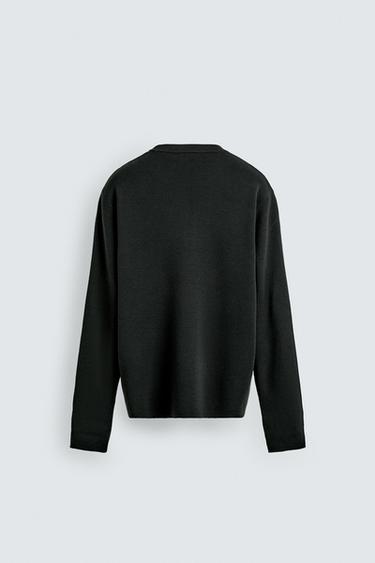 PULL LÉGER EN LAINE - Vert gris de Zara - Image 7