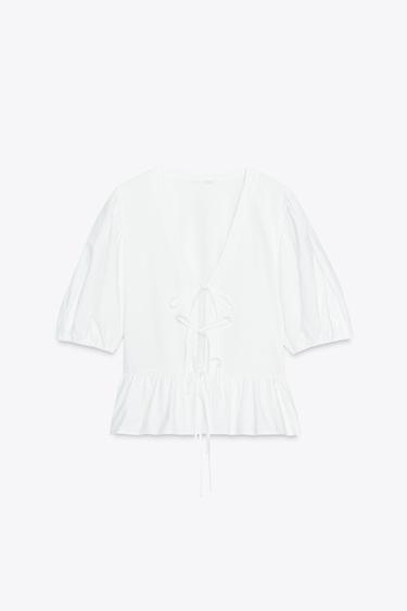 TOP COMBINADO LAZOS - Blanco de Zara