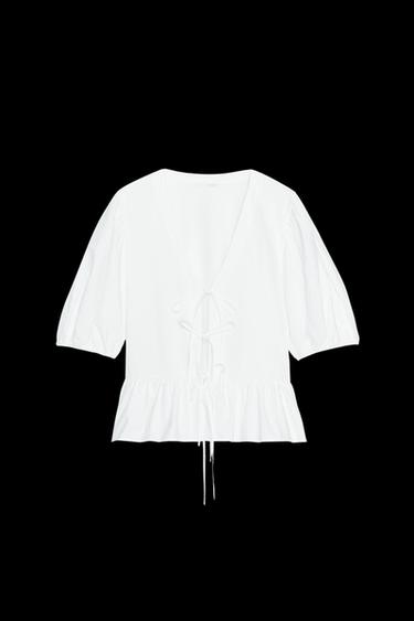 RIBBON TRIM TOP - White by Zara - Image 0