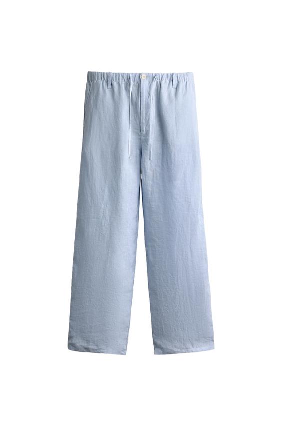 Spodnie relaxed fit 100% len