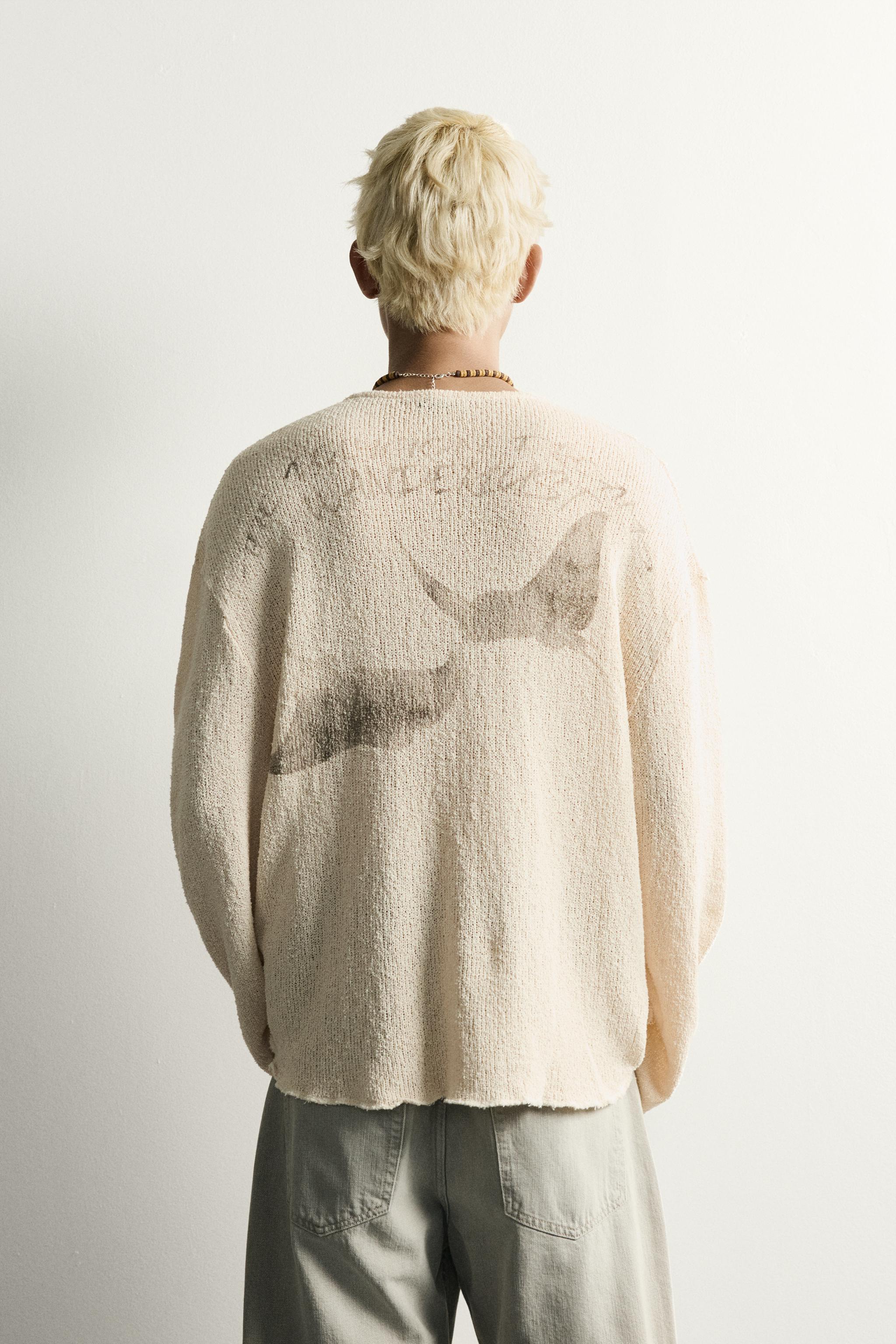 WASHED PRINT KNIT T-SHIRT