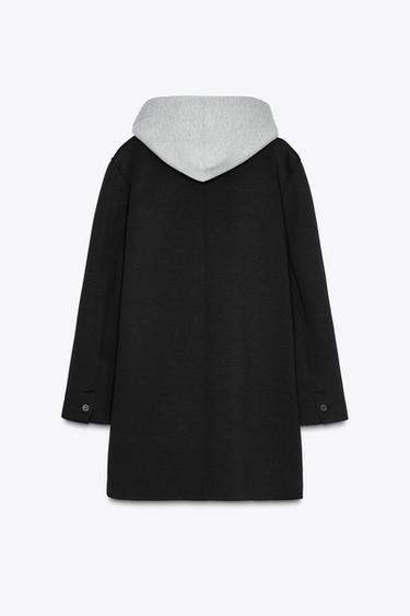 COAT WITH COMBINED HOODIE - Black by Zara - Image 5