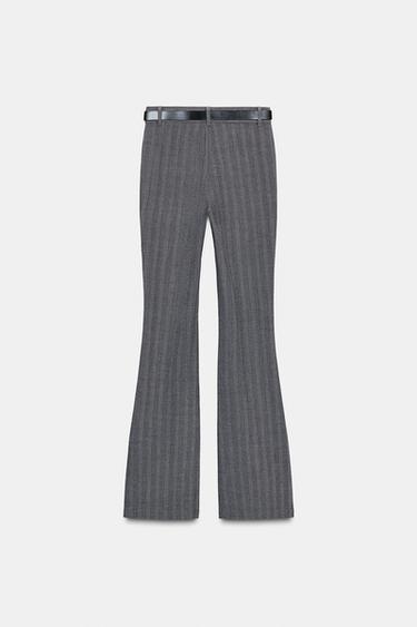 HERRINGBONE FLARE LEGGINGS WITH BELT - Grey by Zara - Image 6