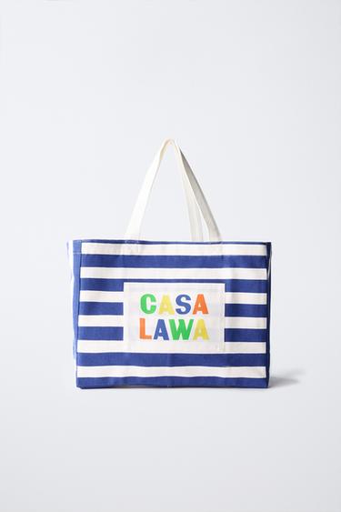 TASCHE AUS BAUMWOLLSTOFF MIT STREIFEN CASA LAWA © Z ZARA KIDS - Blau von Zara - Bild 0