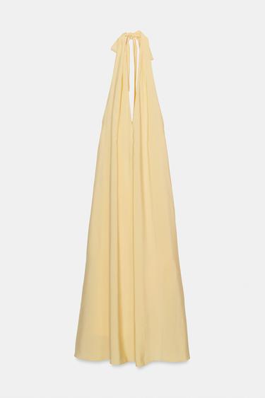 FLOWING HALTER MIDI DRESS - Yellow by Zara