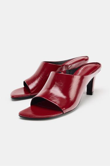 LEATHER MULE SANDALS - LIMITED EDITION - Red by Zara - Image 8