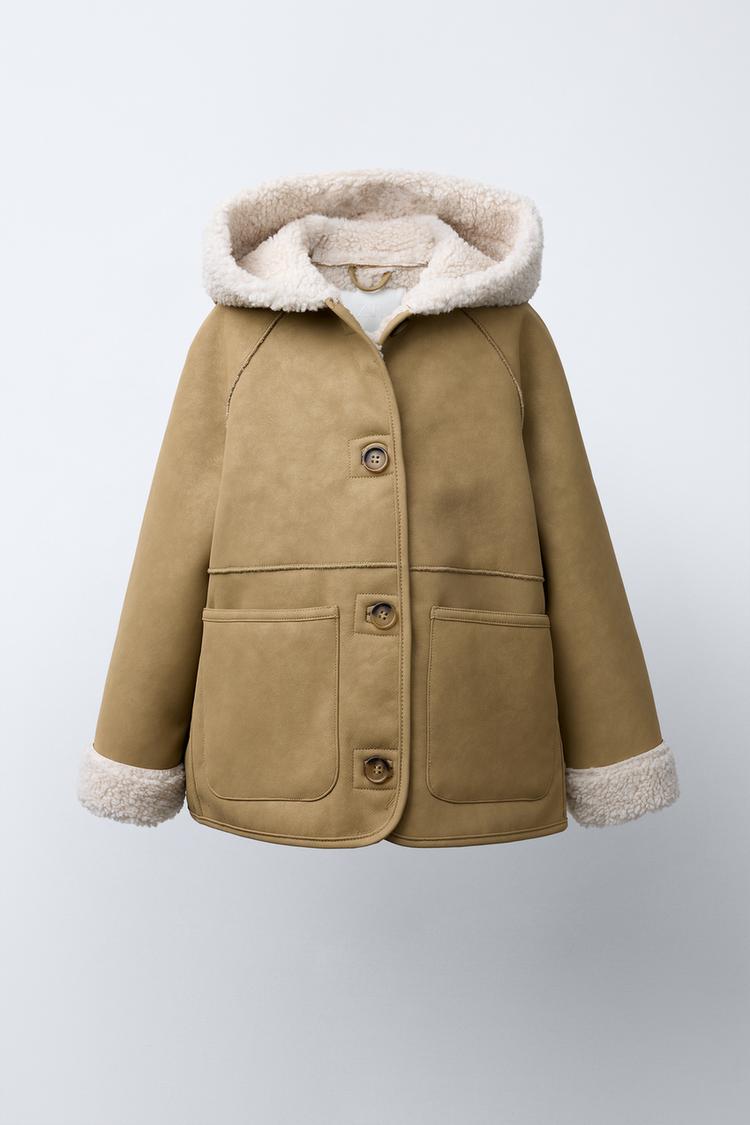DOUBLE-FACED FAUX SHEARLING COAT Sand ZARA India
