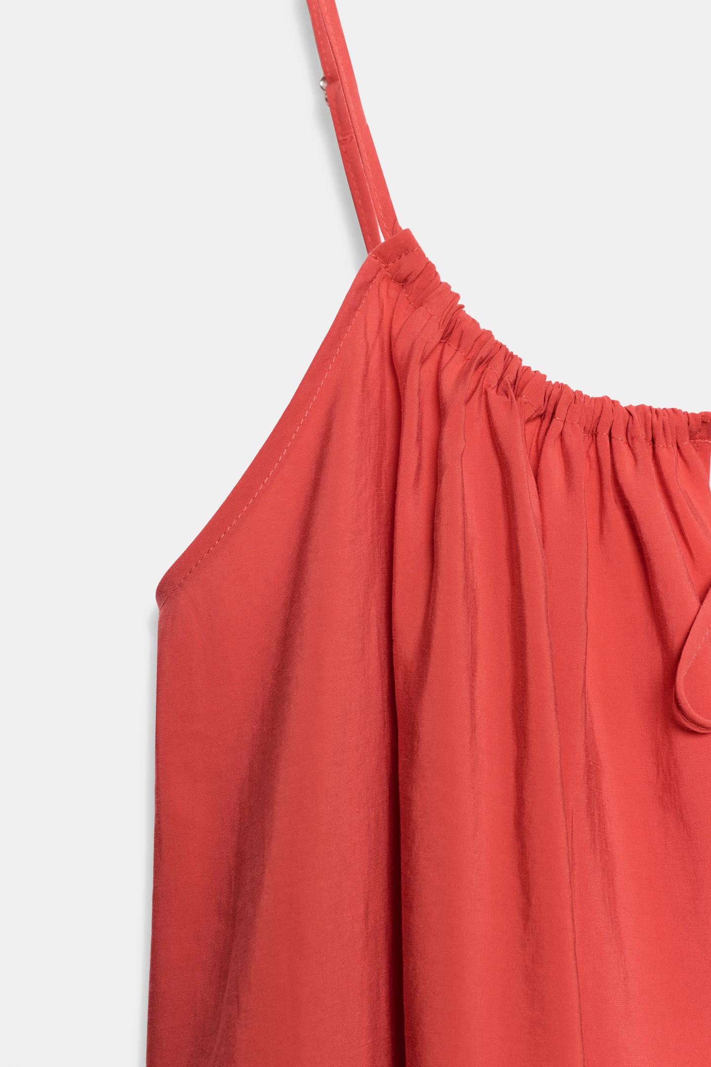 Женское платье Zara Flowy Tied MIDI, цвет: Красный / Коралловый — фото 7