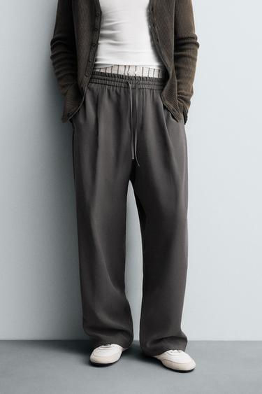 PANTALÓN FLUIDO PESPUNTES - Gris oscuro de Zara