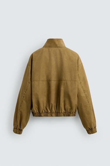 BLOUSON DÉLAVÉ COUPE COURTE - Marron clair de Zara - Image 7