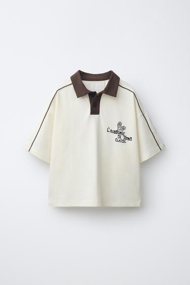 TENNIS PRINT POLO SHIRT - Oyster-white by Zara