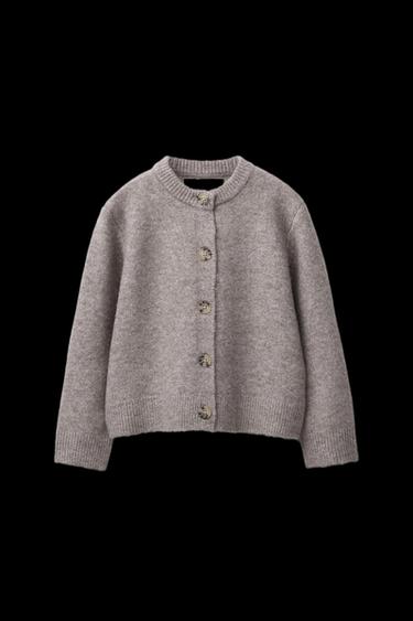 Zara PLAIN KNIT CARDIGAN - Dark camel