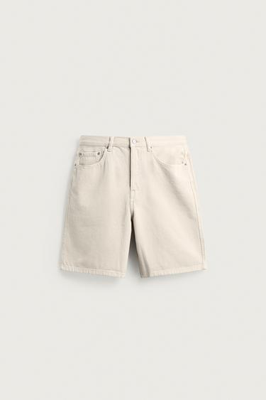 DENIM BERMUDA STRAIGHT FIT - Gebroken wit van Zara