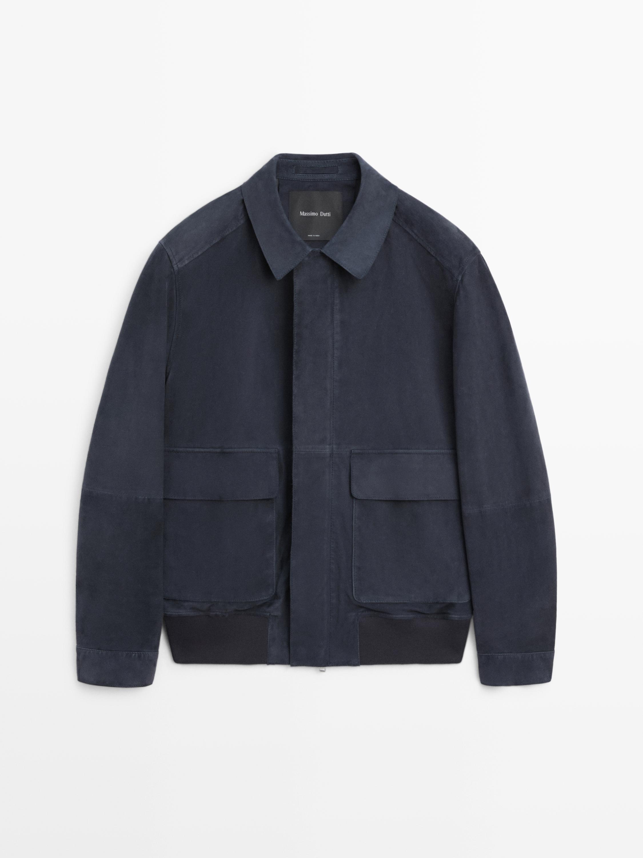 Blouson poches cuir daim