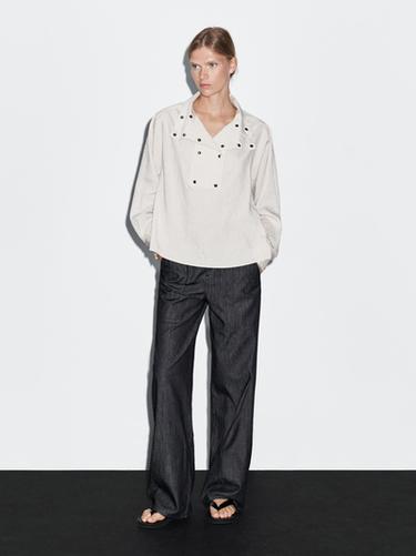 Pantalón denim wide leg - Azul de Zara - Imagen 0
