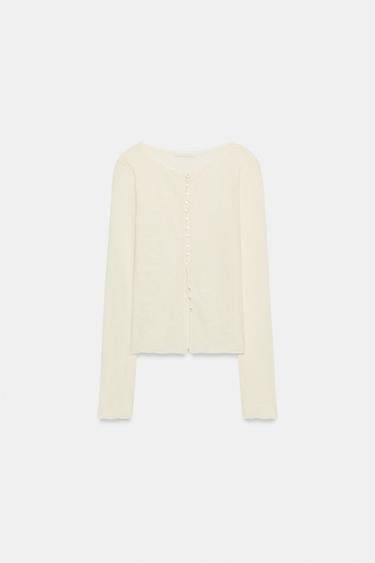 T-SHIRT RUSTIQUE BOUTONS - Écru de Zara - Image 6