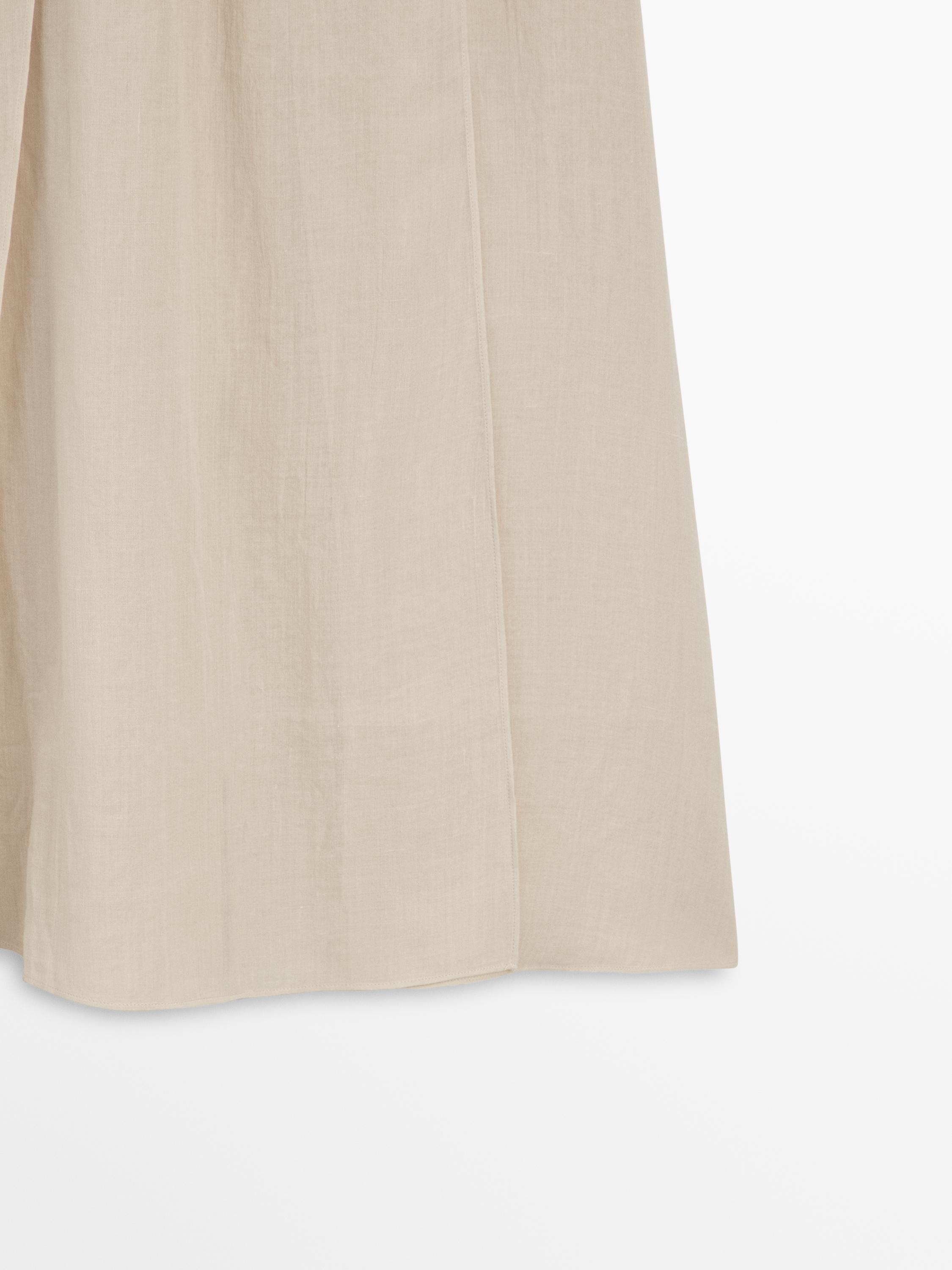 Flowing ramie blend midi skirt
