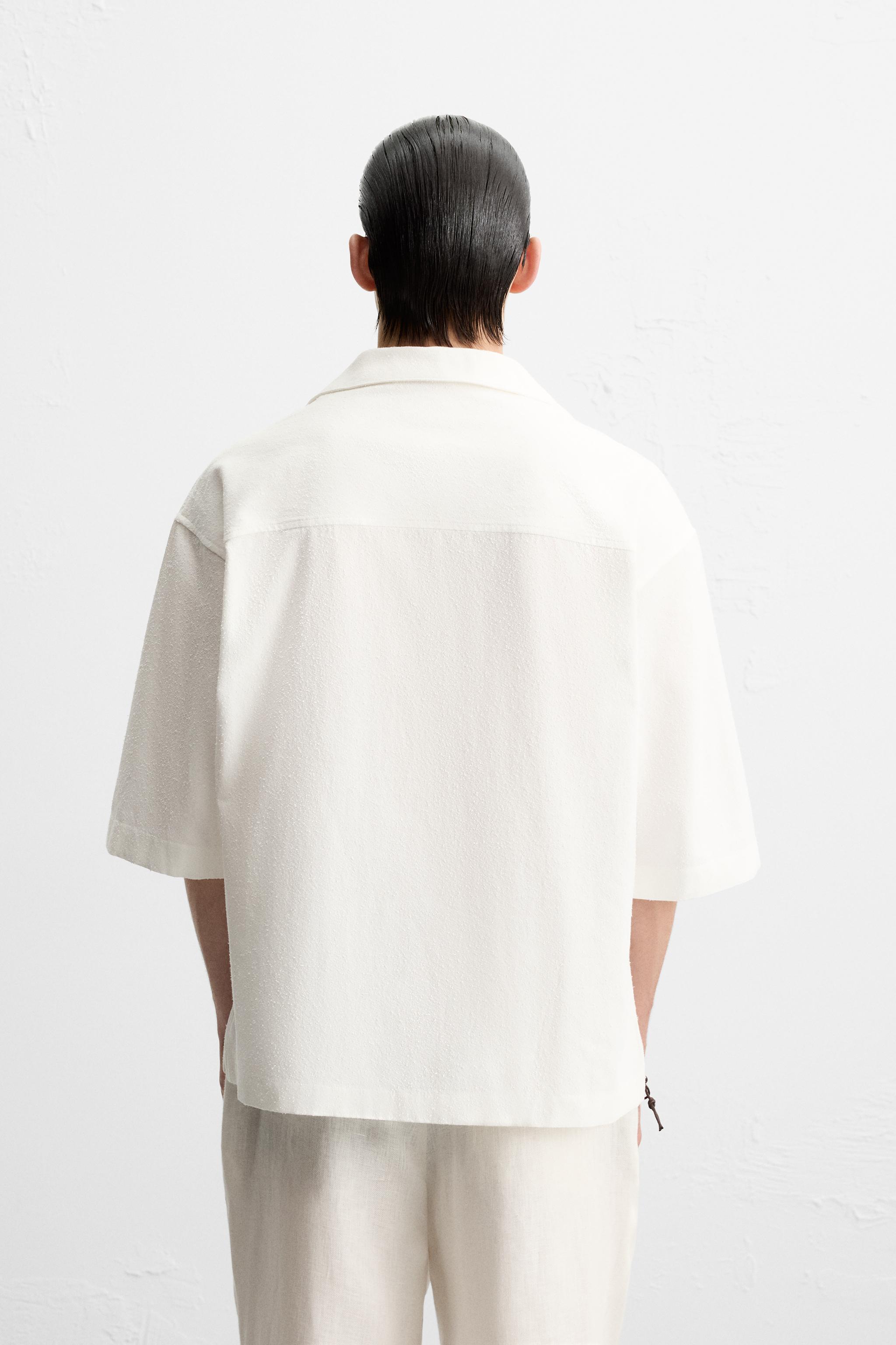 ★ドイツ発*ZARA*新作*ブークレテクスチャー半袖シャツ/WHITE★ ブークレテクスチャーシャツ - ホワイト | ZARA Japan / 日本