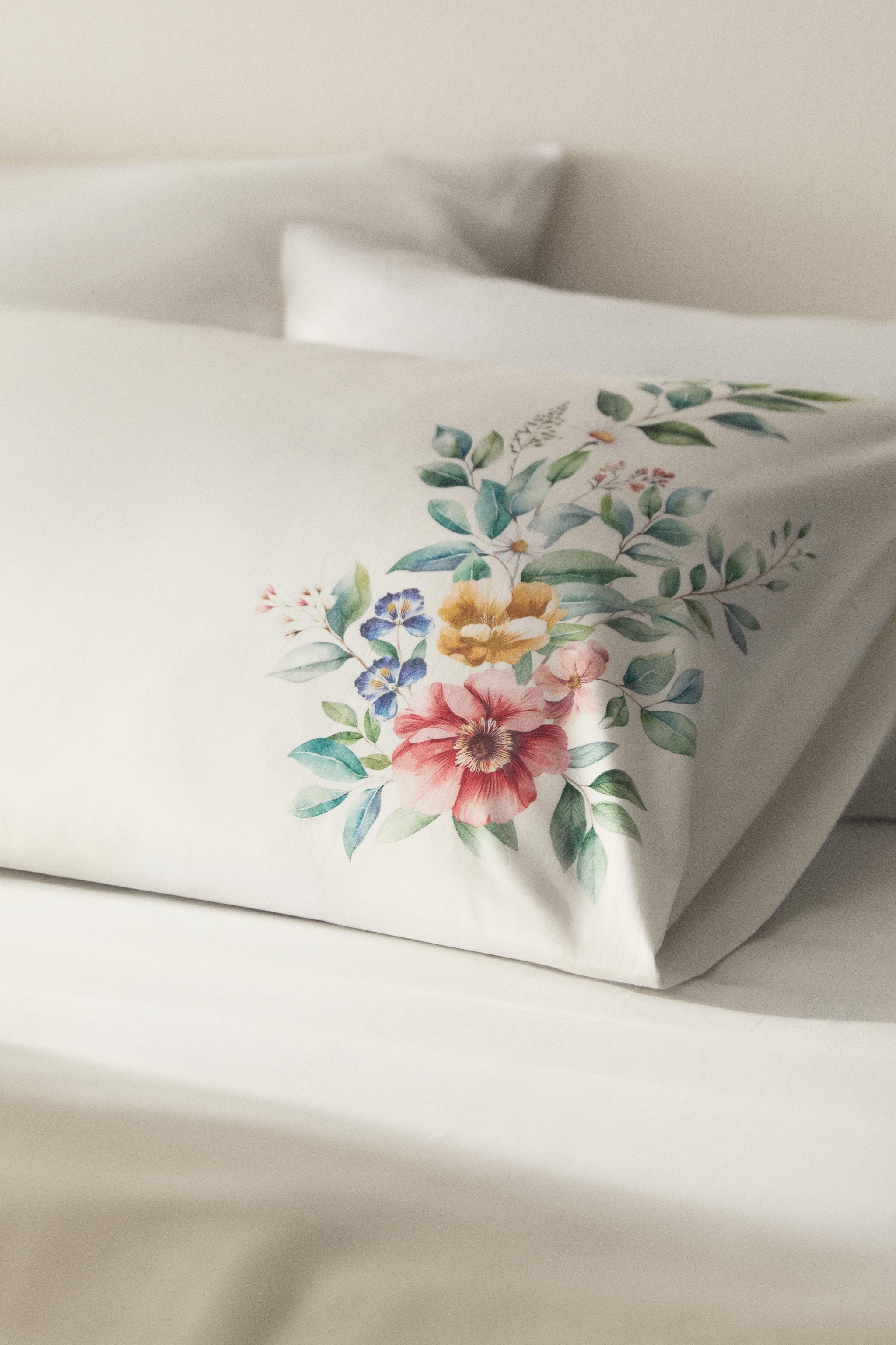 TAIE D’OREILLER COTON IMPRIMÉ FLEUR