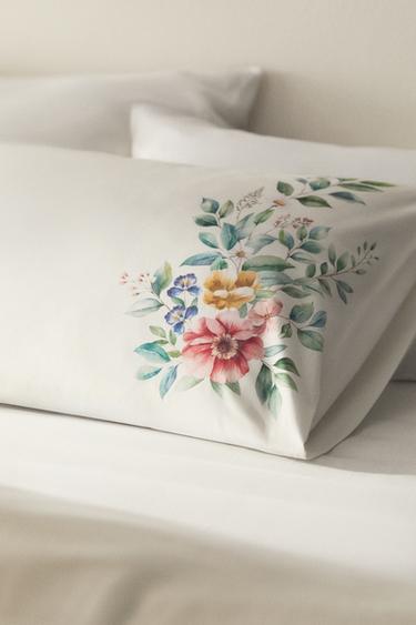 TAIE D’OREILLER COTON IMPRIMÉ FLEUR - Blanc cassé de Zara - Image 5
