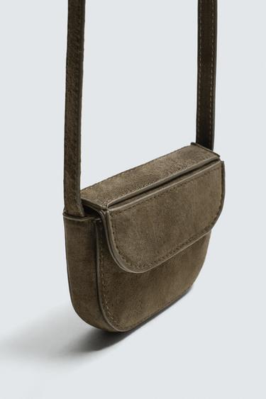 MINI LEATHER CROSSBODY BAG - Khaki Green by Zara - Image 4