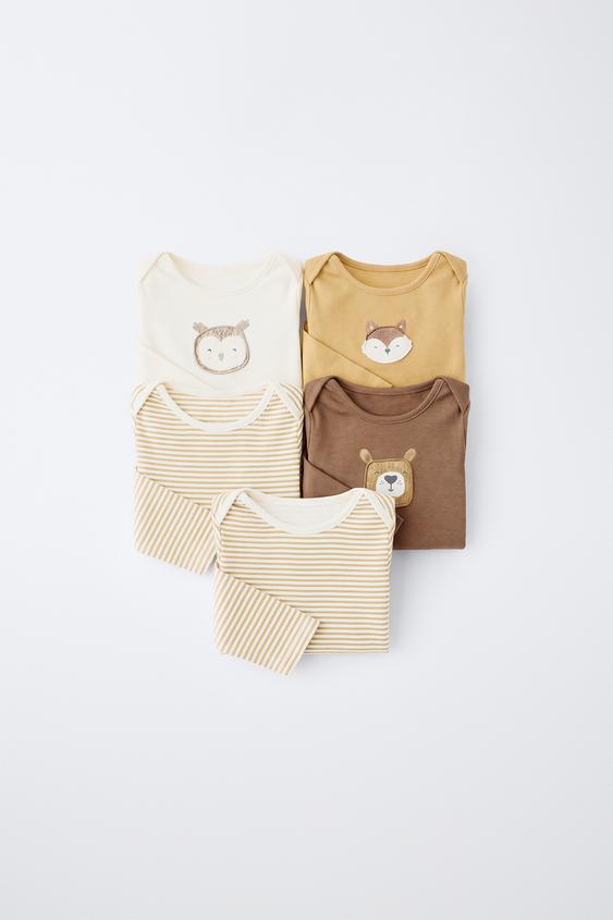 5-PACK OF STRIPED BODYSUITS - camel by Zara - Image 0