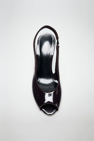 FAUX-PATENT HEEL SANDALS - Brown by Zara