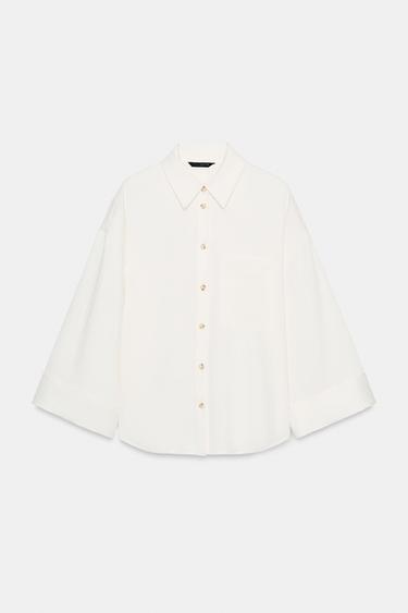 OVERSIZE WIDE SLEEVE SHIRT - Ecru by Zara