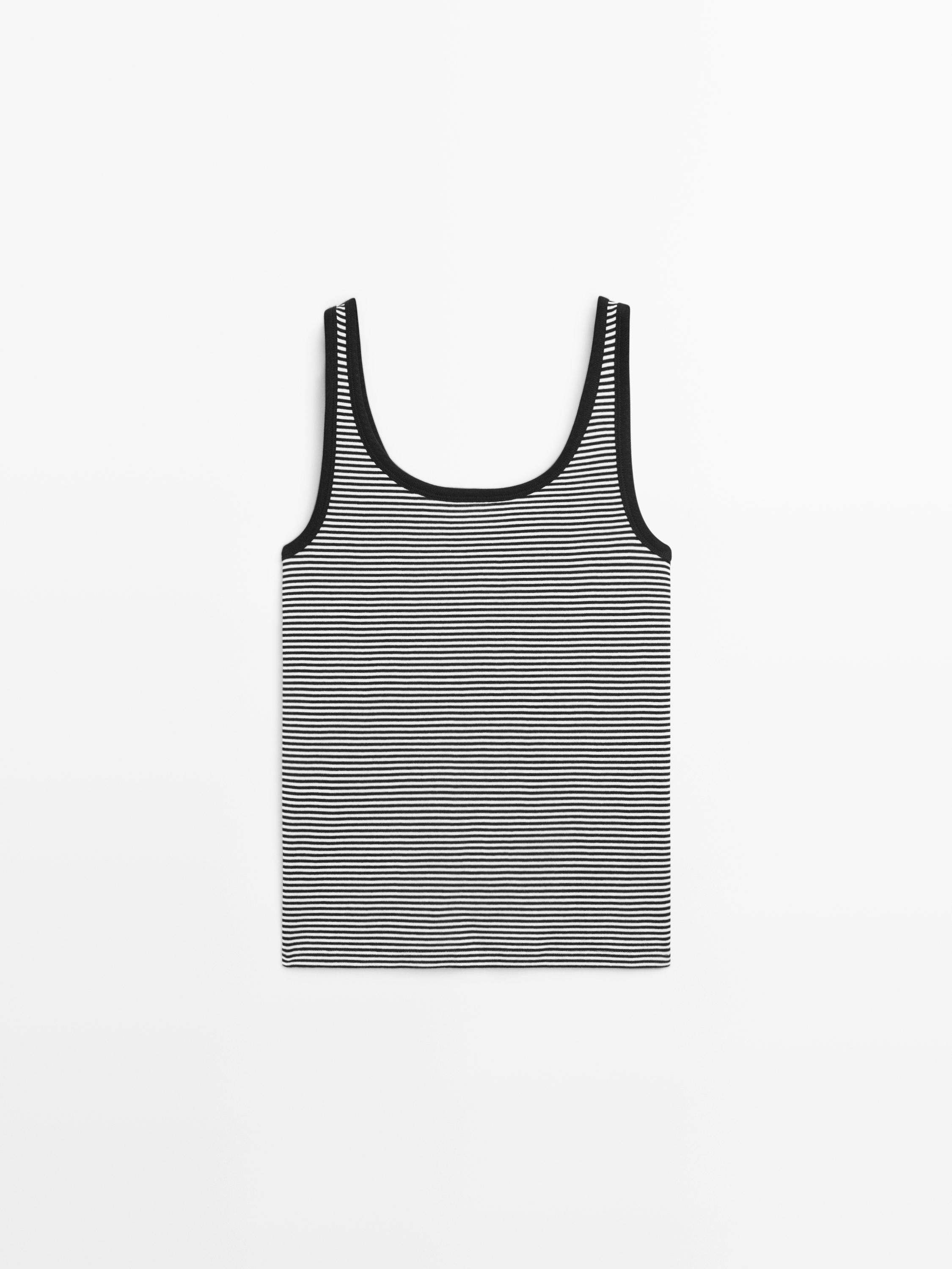 Cotton top with striped detail