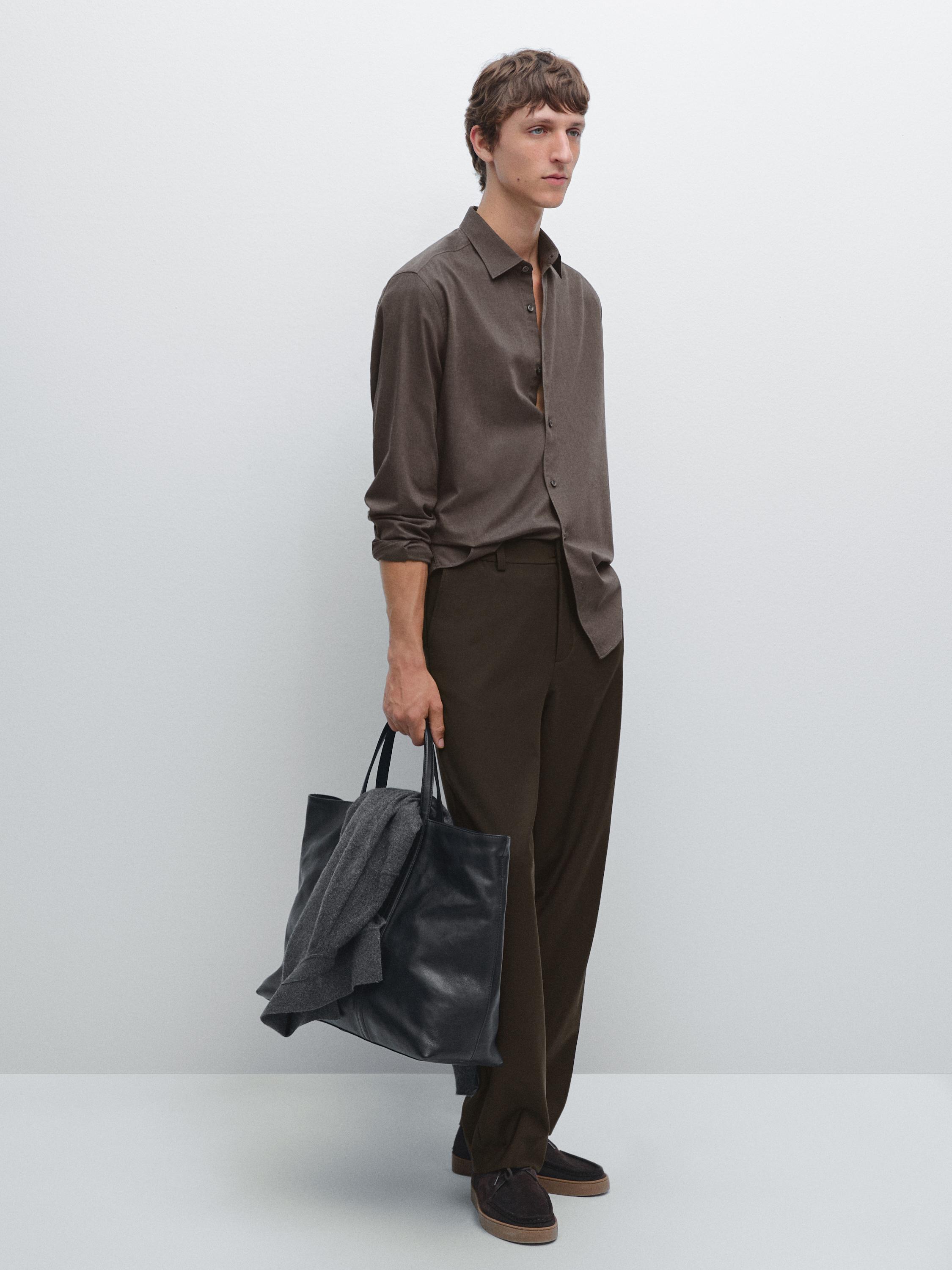 Slim fit twill melange shirt