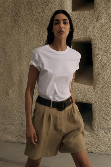 BERMUDA PINZAS CINTURÓN - Camel medio de Zara