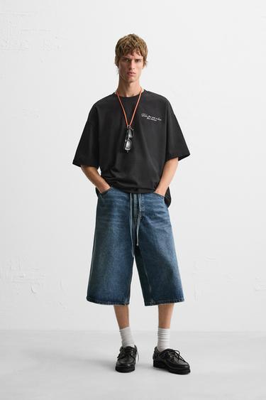 CAMISETA TEXTOS ESTAMPADOS - Negro de Zara - Imagen 0