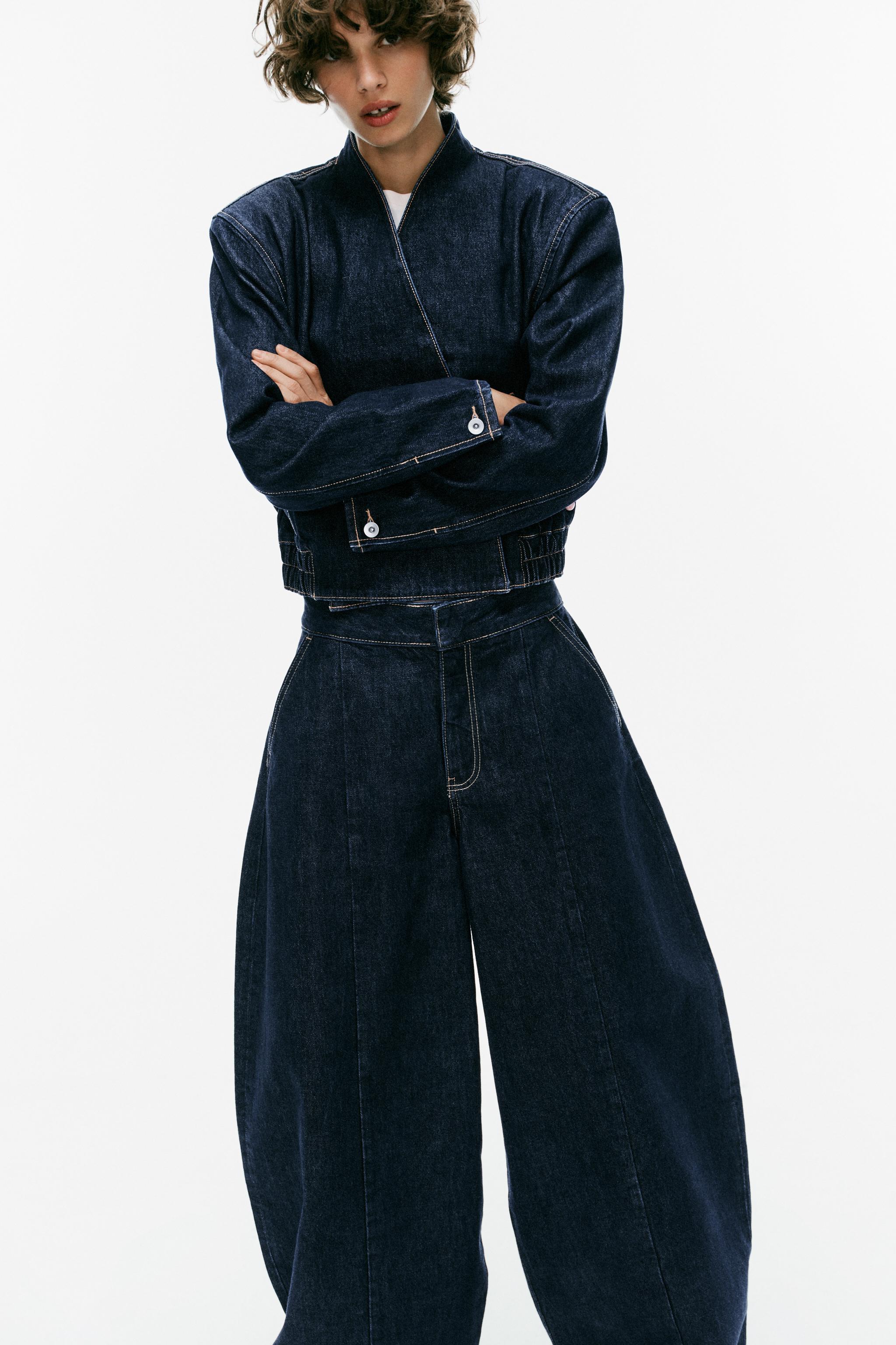 Zara TRF ÇAPRAZ KAPAMALI DENIM BOMBER CEKET görsel 3