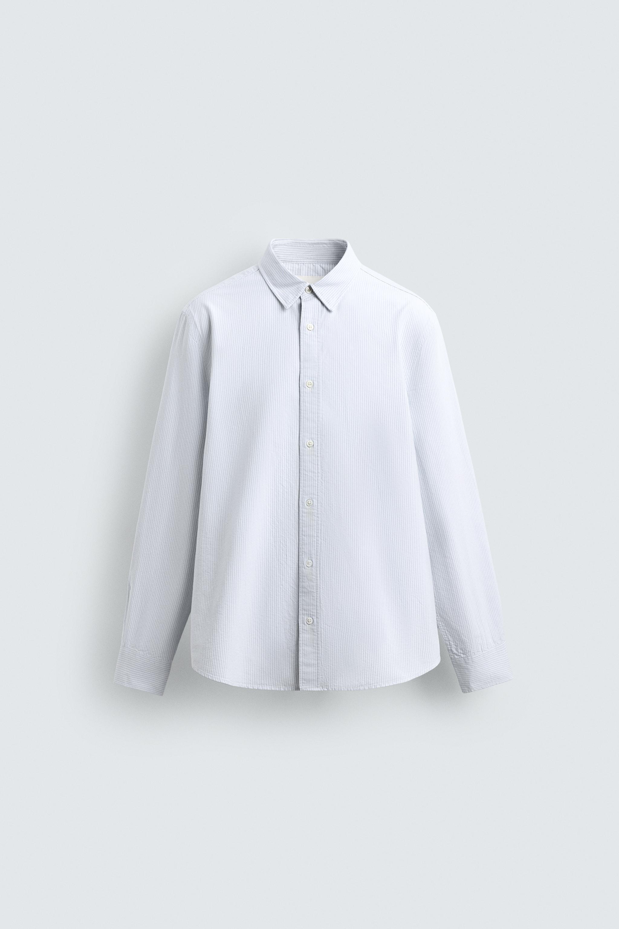 STRIPED OXFORD SHIRT - Sky blue | ZARA United States
