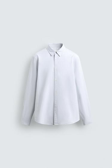 STRIPED OXFORD SHIRT - Sky blue by Zara