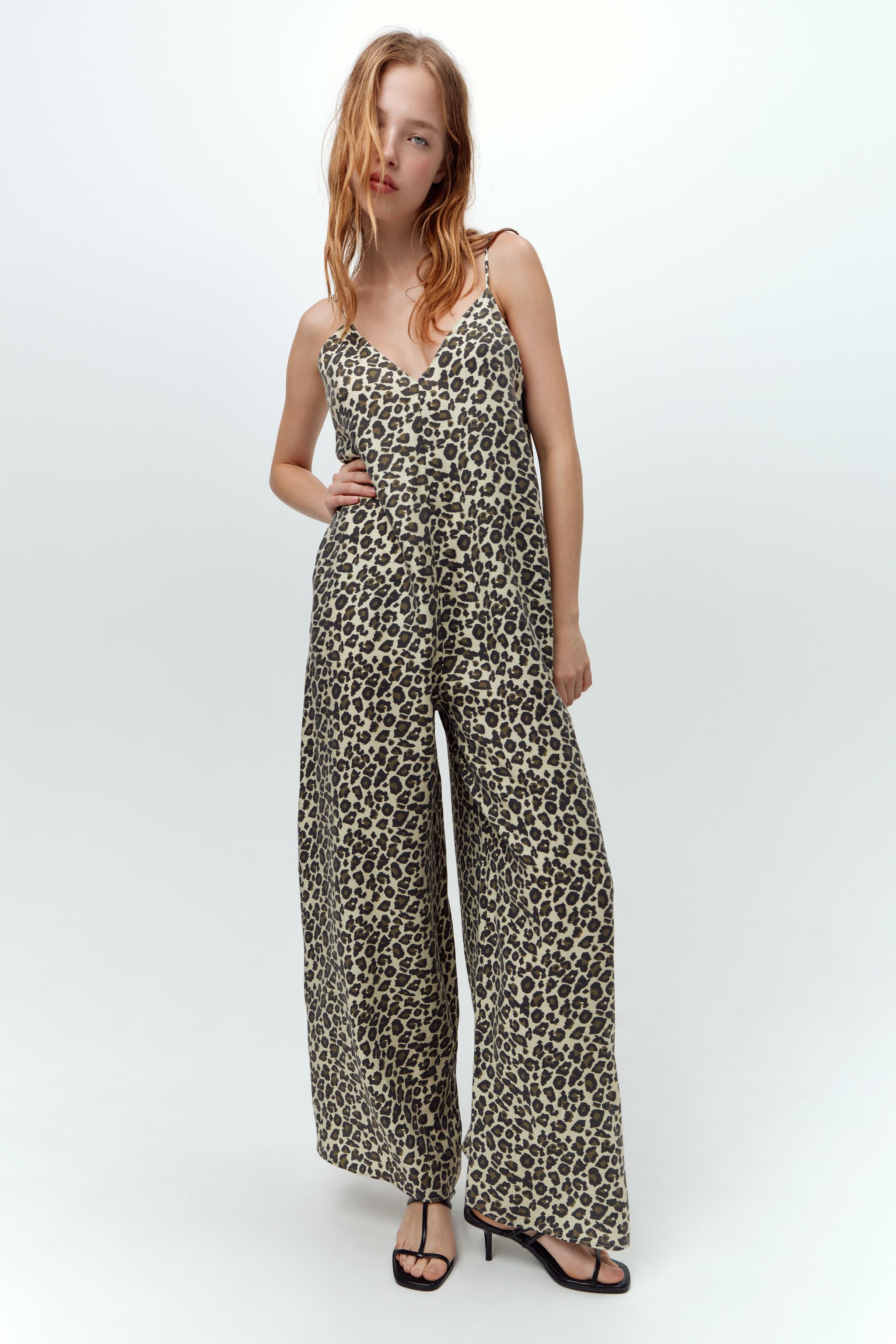 Fashion animal print overalls