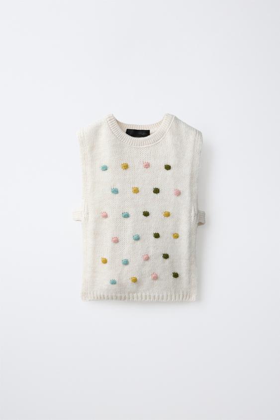 KNIT BOBBLE VEST - Ecru de Zara - Imagen 0
