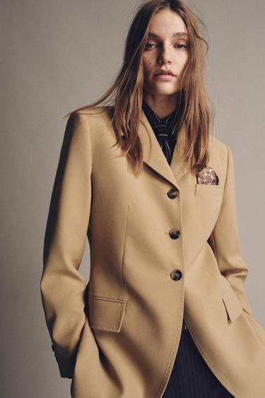 بليزر مجسم وشاح ZW COLLECTION - جملي فاتح by Zara