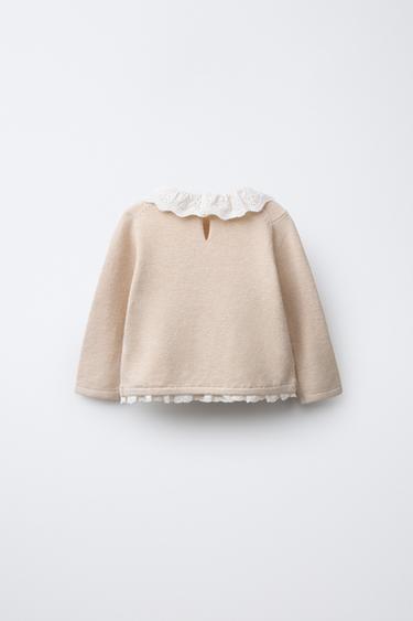 LACE KNIT SWEATER - Light beige by Zara - Image 1