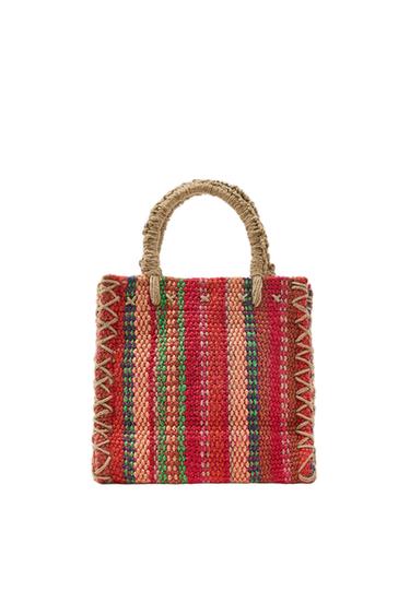 MINI BOLSO CUADRADO RAYAS YUTE 100% - Multicolor de Zara
