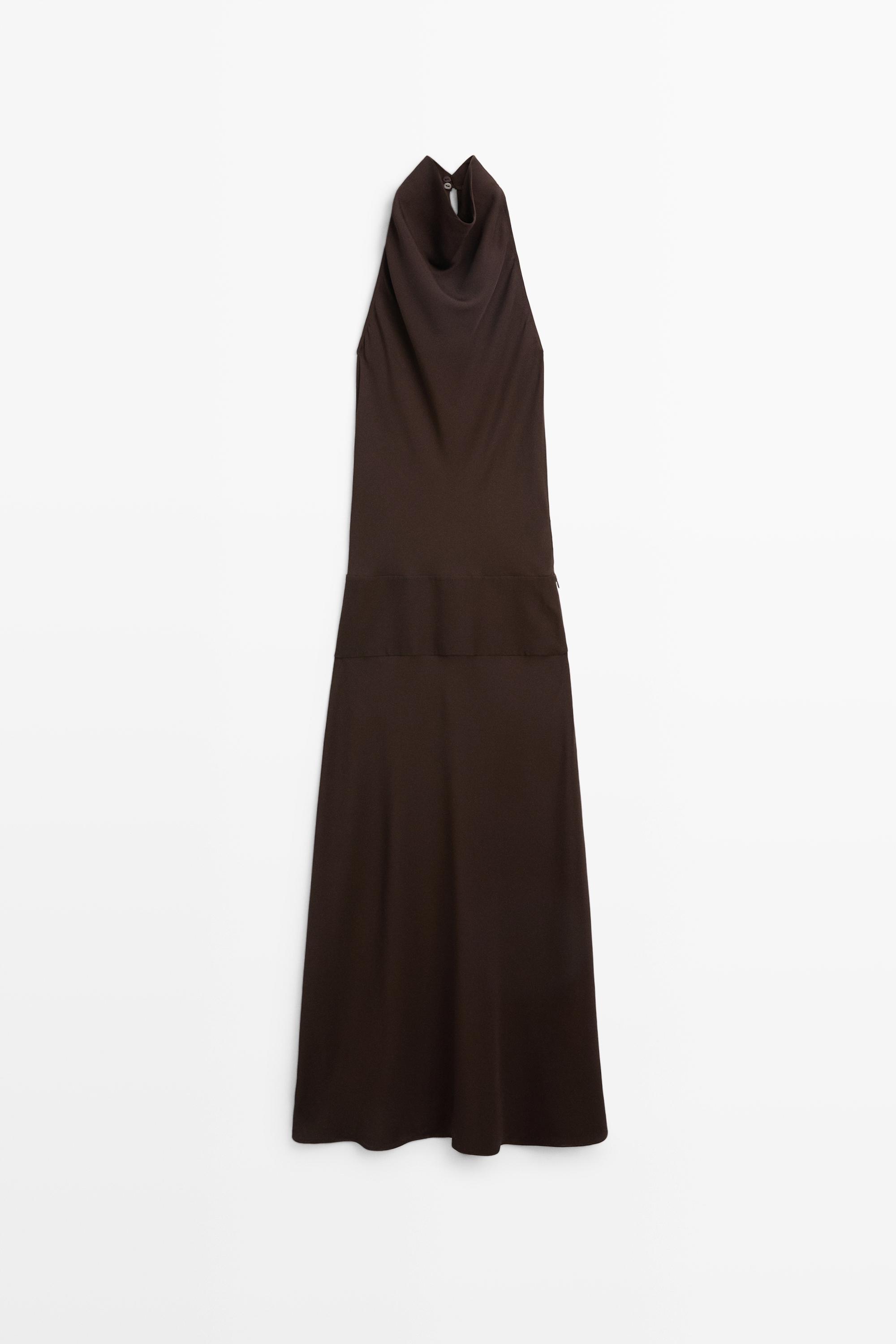 Halter midi dress with waistband detail