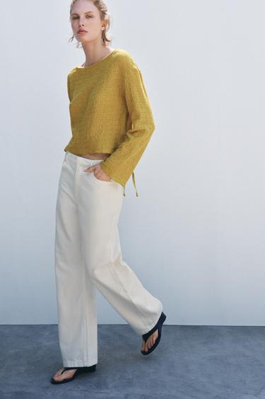 TEXTURED TIE TOP - Olive Green by Zara - Image 0
