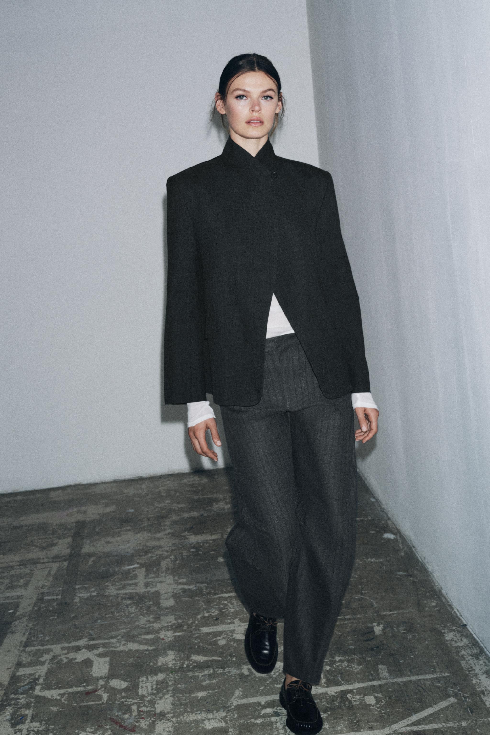 STRIPED PANTS ZW COLLECTION - Gray | ZARA United States